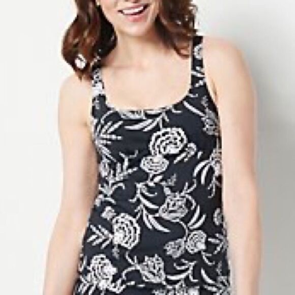 Lands' End Square-Neck Underwire Tankini Swimsuit Top - Picture 1 of 9